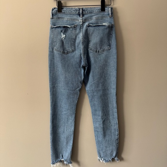 AGOLDE NICO HIGH RISE SLIM JEAN W RAW DISTRESSED HEM SIZE 27 MED BLUE WASH - Picture 2 of 15